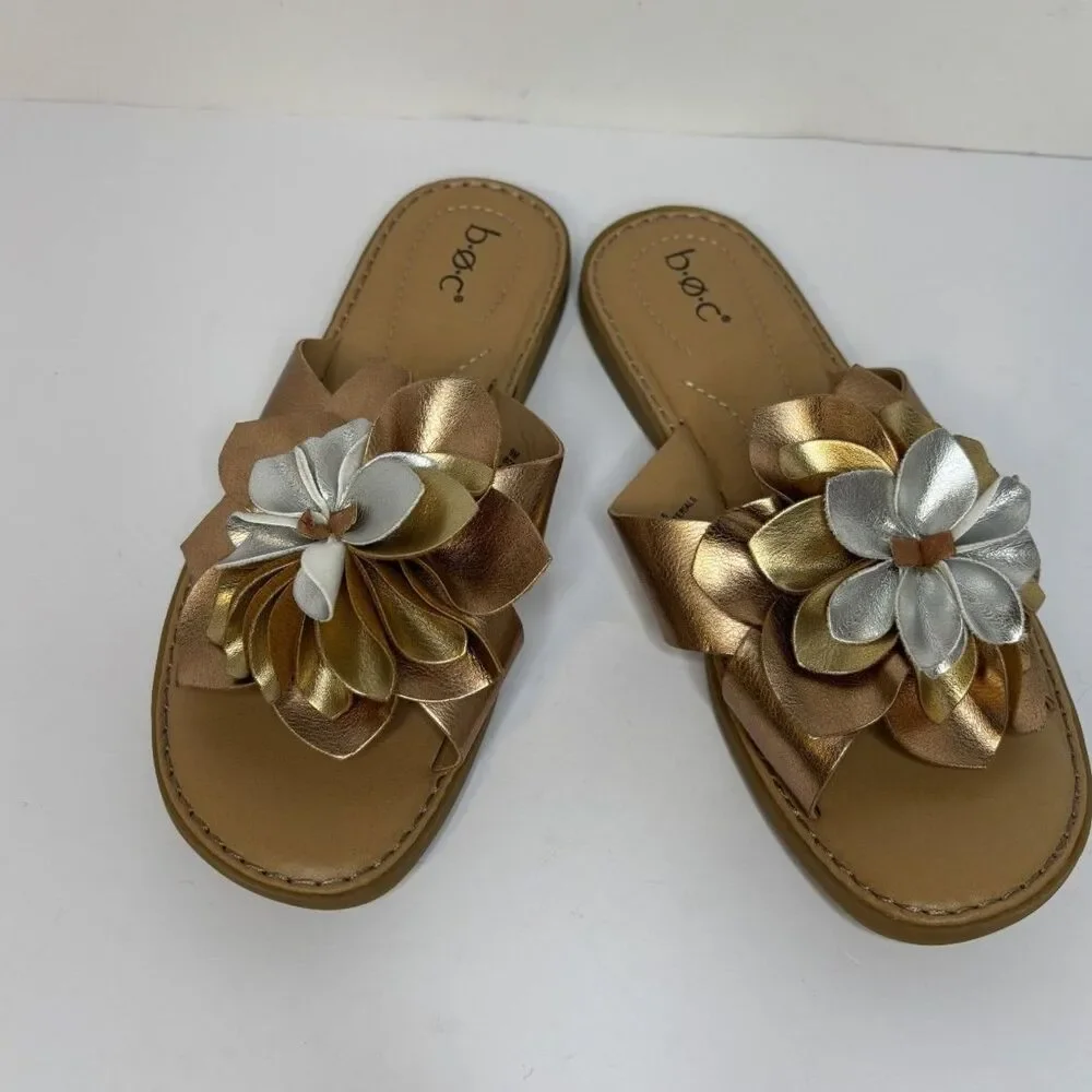 b.o.c Kasia Tan Multicolor Metallic Slide Sandal Cushioned Footbed Womens - Picture 1 of 8